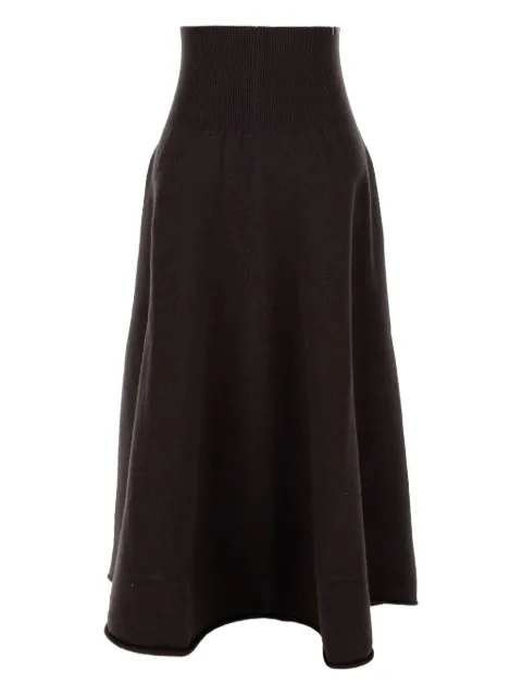 extreme cashmere ribbed-waistband midi skirt