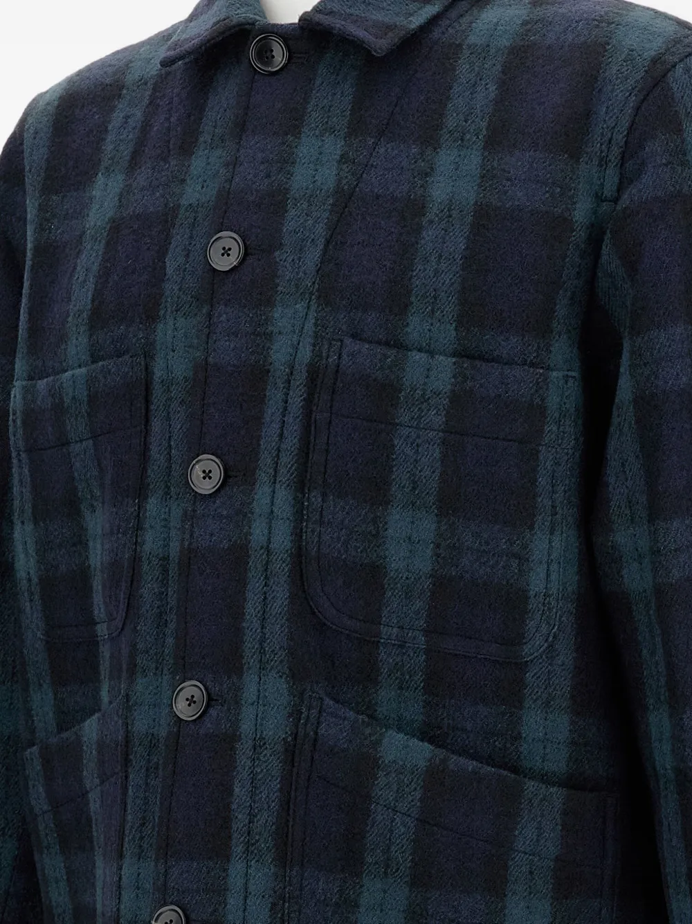 Ps By Paul Smith Checked Wool Overshirt In Blue