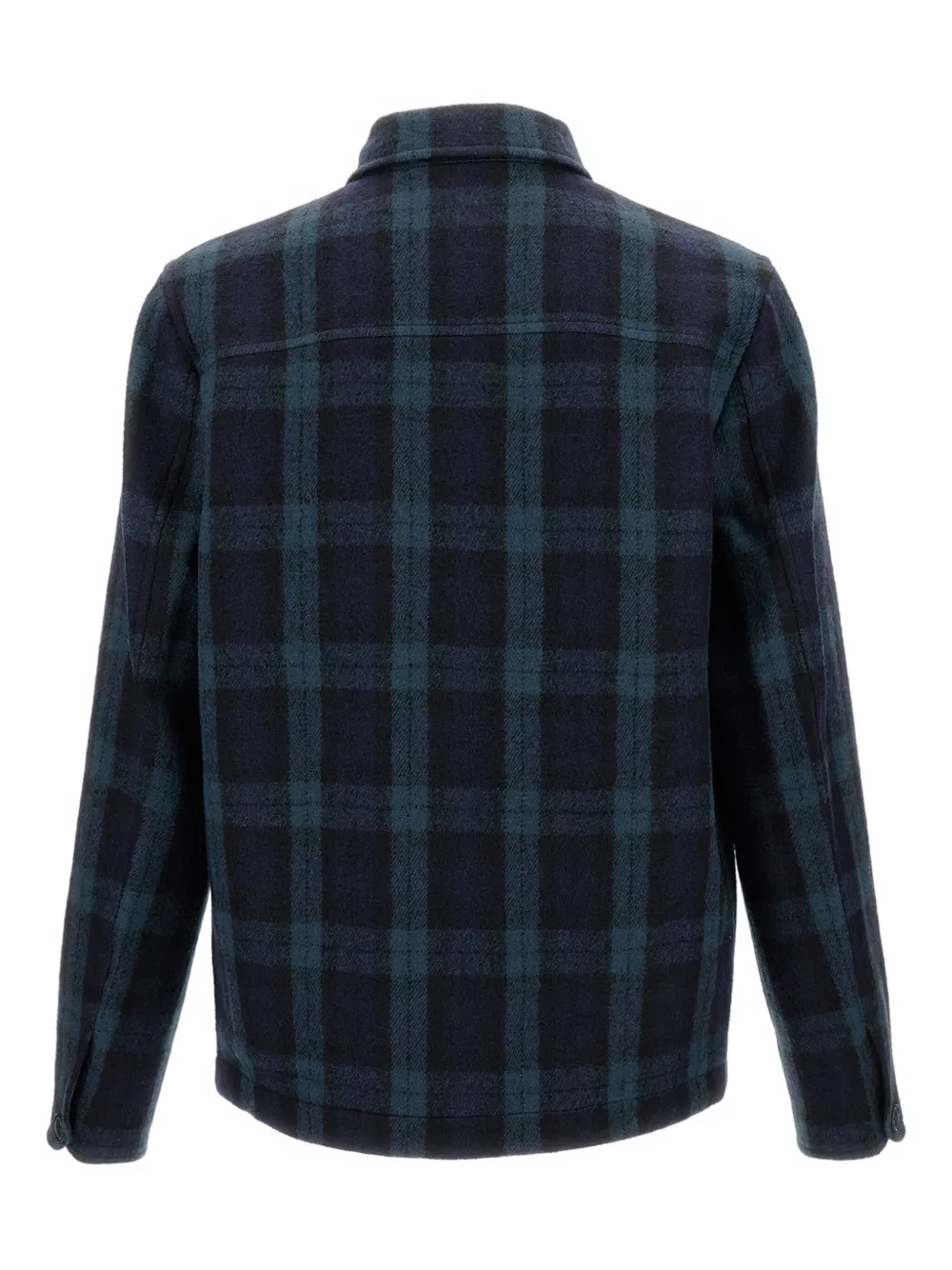 Ps By Paul Smith Checked Wool Overshirt In Blue