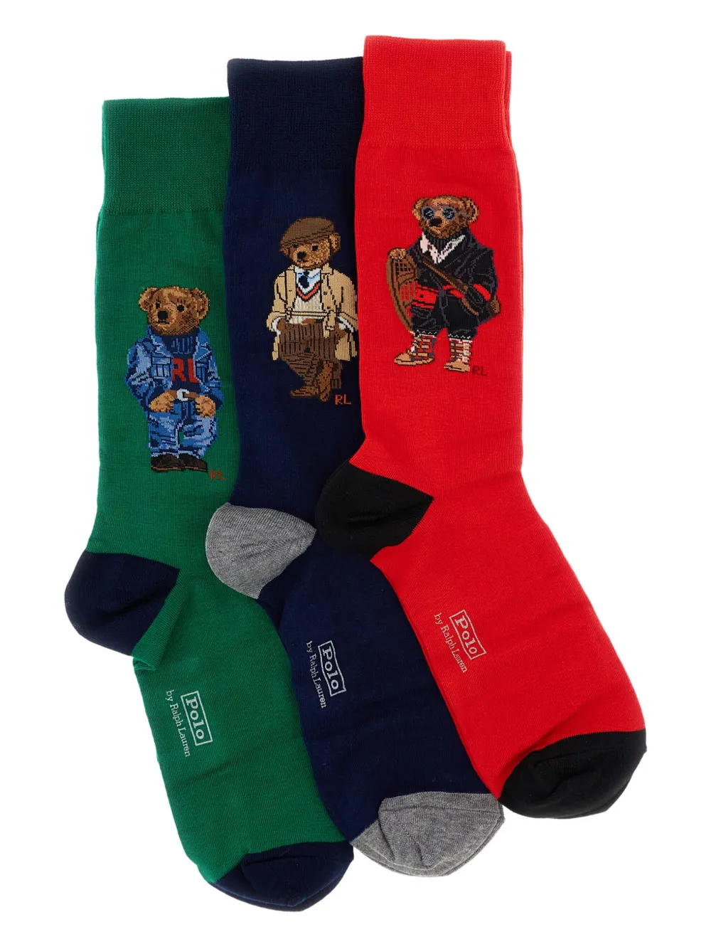 Polo Ralph Lauren Bear-motif Knee-high Socks Set In Multi
