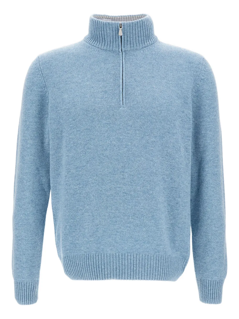 Gran Sasso Half-zip Fine-knit Jumper In Blue