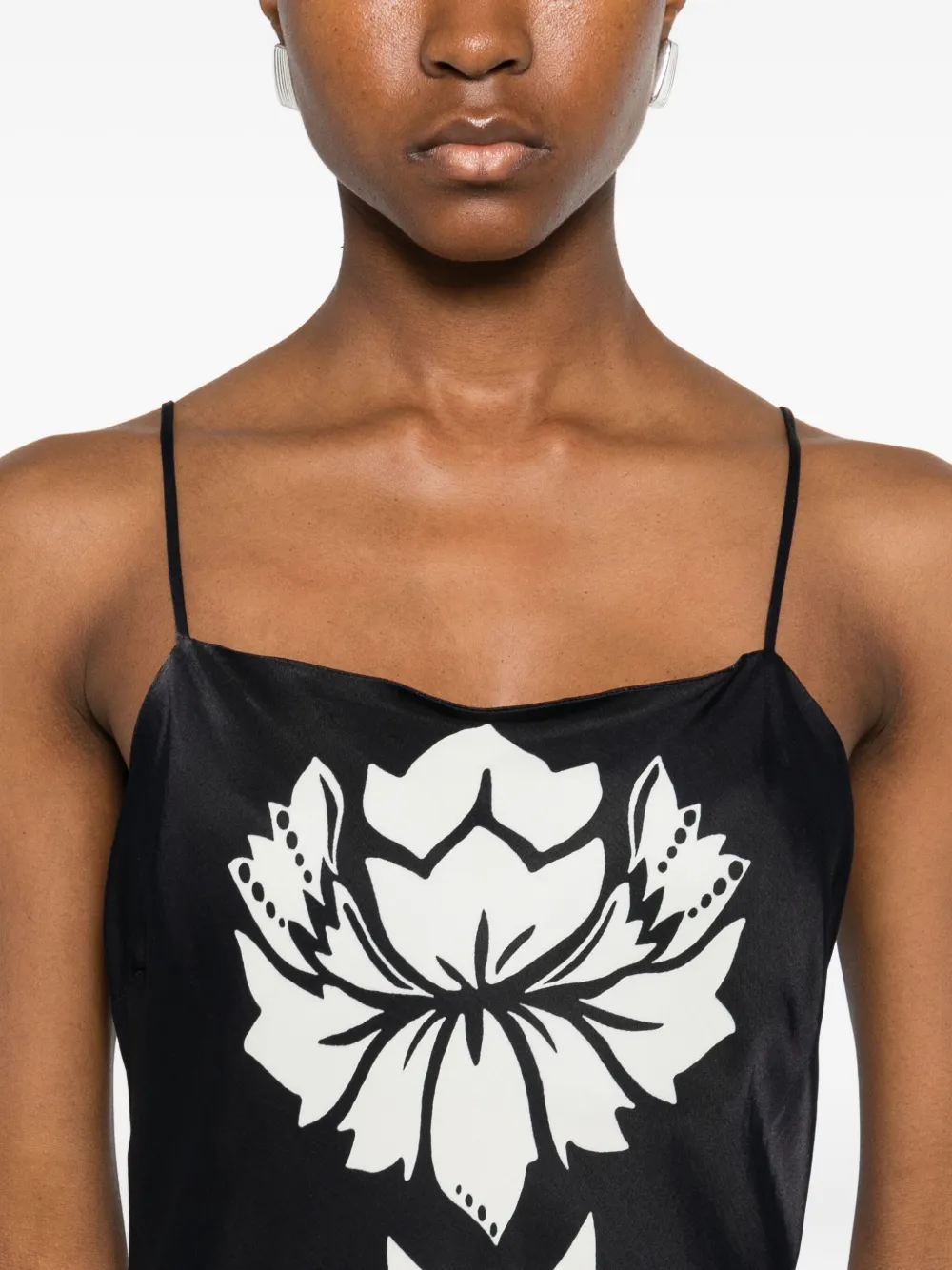 FARM Rio Jurk met bloemenprint Zwart