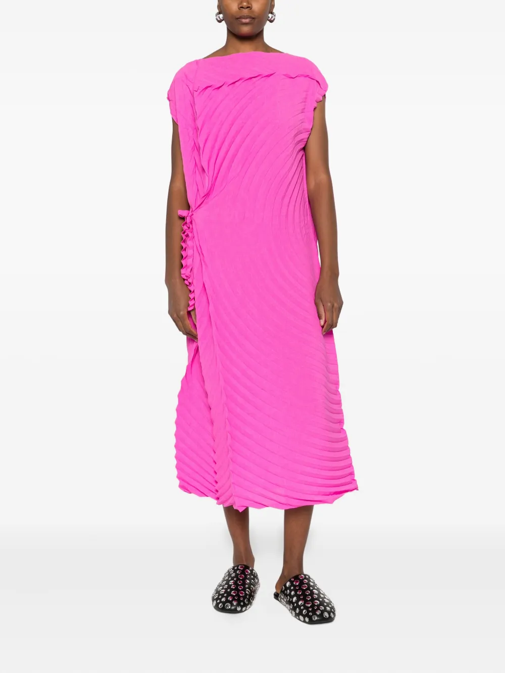 Issey Miyake Geplooide gestrikte jurk - Roze