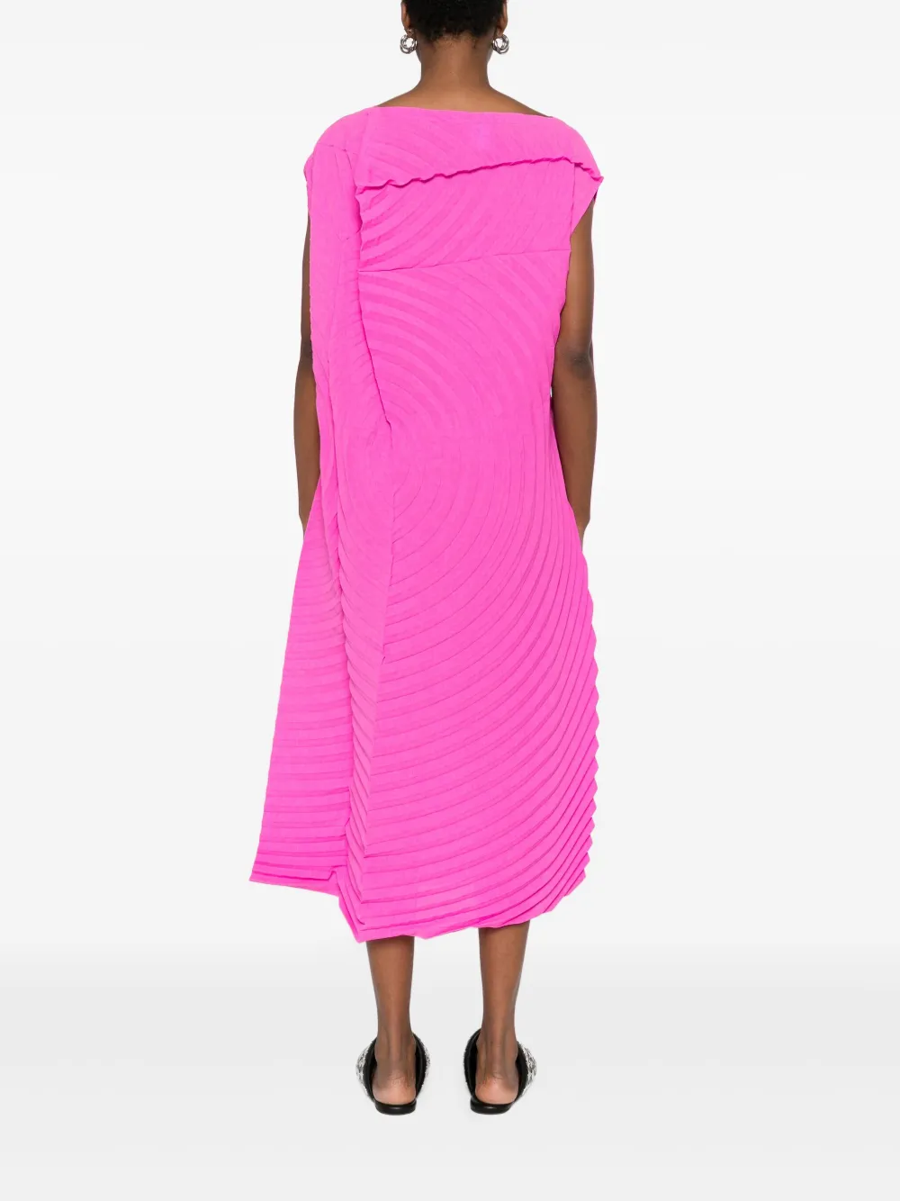 Issey Miyake Geplooide gestrikte jurk Roze