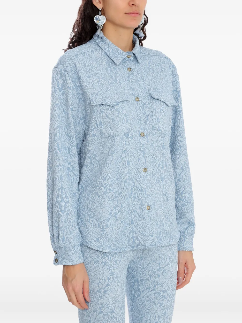 Amir Slama x Astrid blouse met bloemen-jacquard Blauw