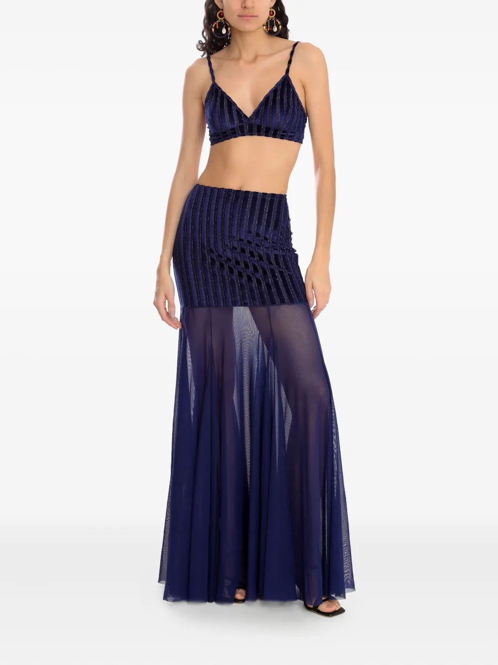 Amir Slama X Astrid Striped Crop Top In Blue