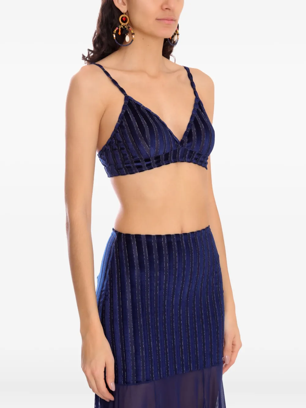 Amir Slama X Astrid Striped Crop Top In Blue
