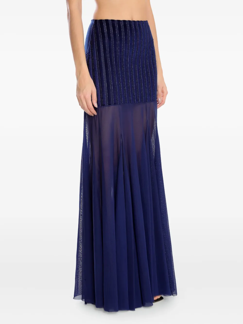 Amir Slama X Astrid Striped-panel Maxi Skirt In Blue