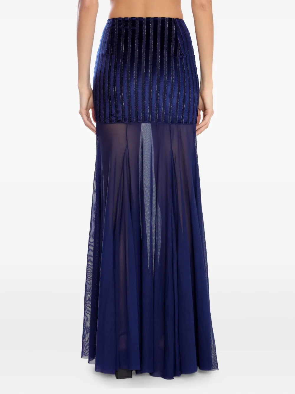 Amir Slama X Astrid Striped-panel Maxi Skirt In Blue