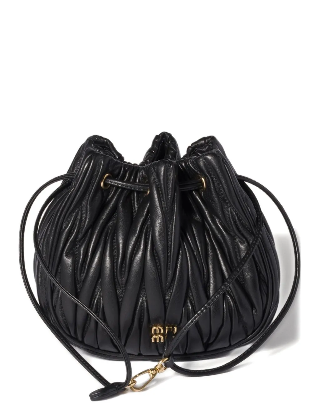 Miu Miu matelassé drawstring clutch bag - ブラック Miu Miu matelassé drawstring clutch bag - ブラック