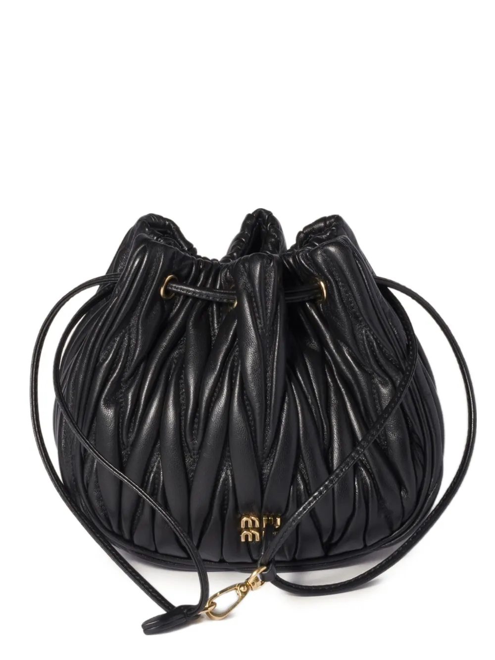 Miu Miu matelassé drawstring clutch bag - ブラック Miu Miu matelassé drawstring clutch bag - ブラック