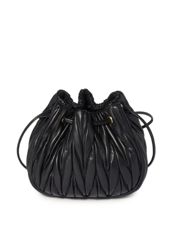 Miu Miu Matelassé Drawstring Clutch Bag | Black | FARFETCH
