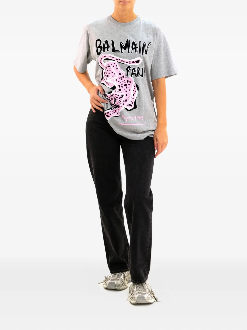 Balmain Leopard-graphic T-shirt In Multi