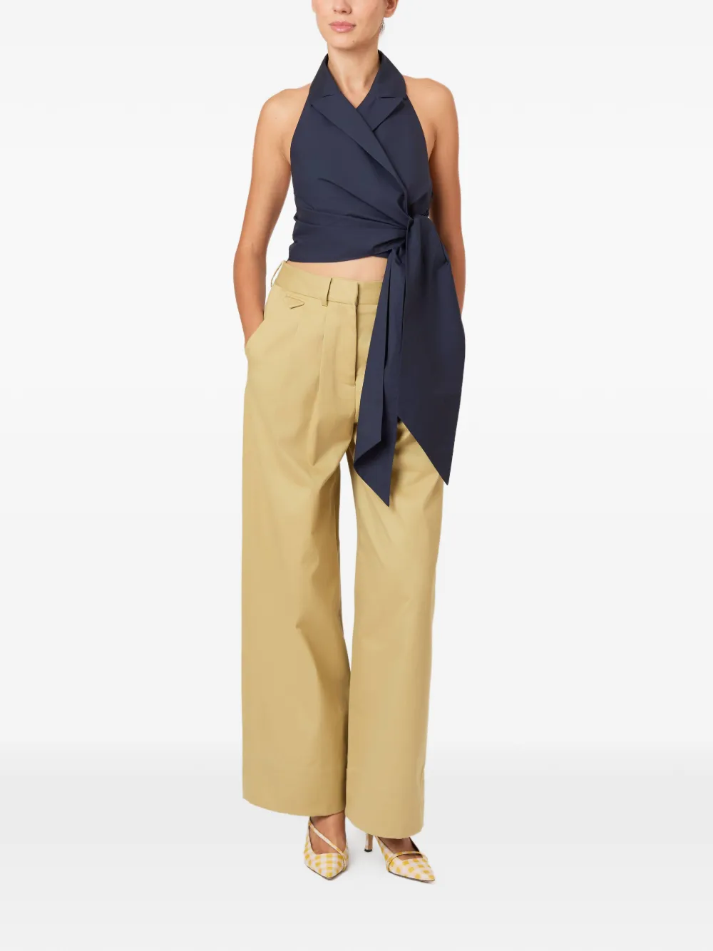  Rosie Assoulin Halter Tie Top - Blue 