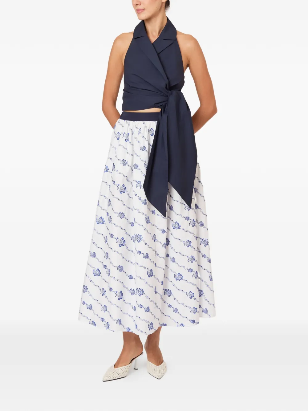  Rosie Assoulin Halter Tie Top - Blue 