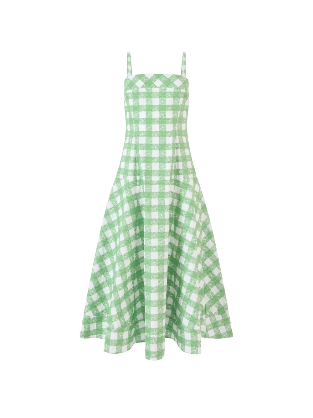 Rosie Assoulin embroidered gingham midi dress - Verde