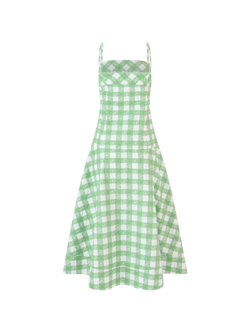 Rosie Assoulin Midi-jurk met borduurwerk en gingham-ruit Groen