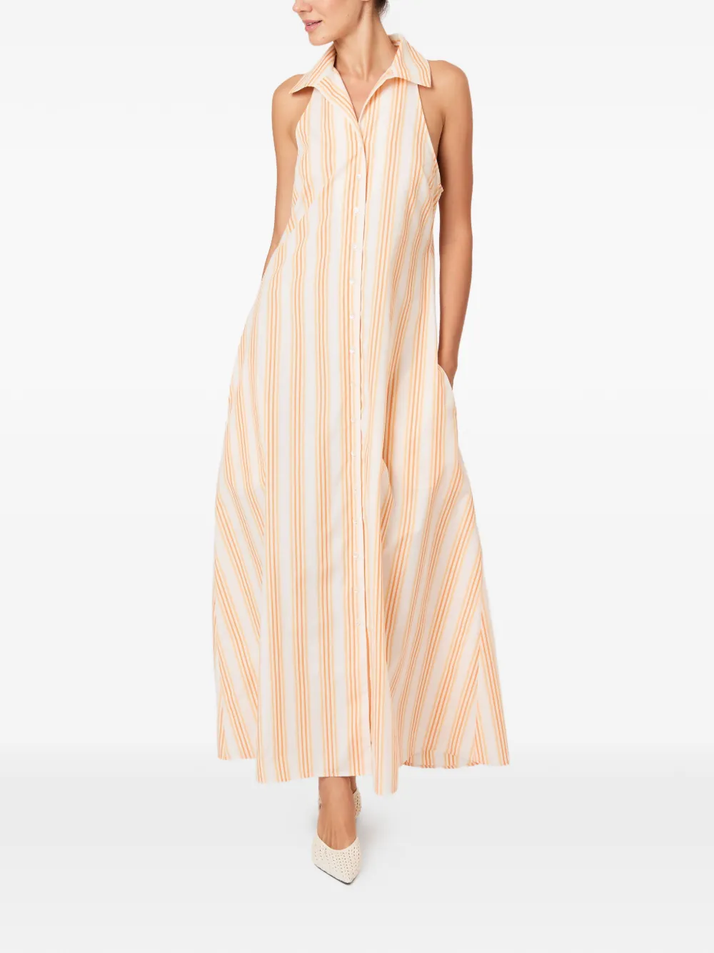 Rosie Assoulin Take It or Sleeveless jurk Beige