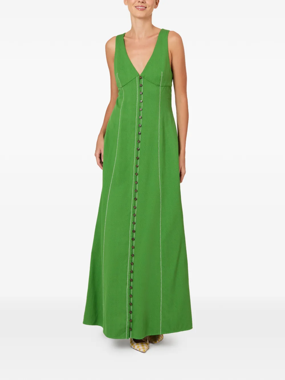 Rosie Assoulin Row Your Buttons maxi-jurk Groen
