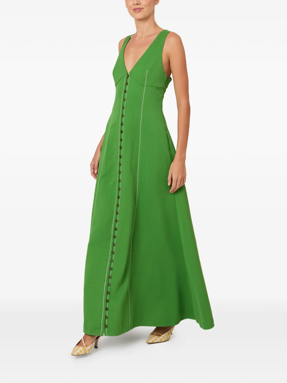 Rosie Assoulin Row Your Buttons maxi-jurk Groen