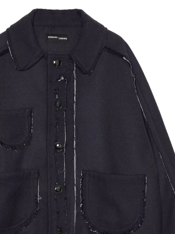 Edward Cuming 22ss サテンコート Edward Cuming Frayed Jacket | Blue | FARFETCH JO