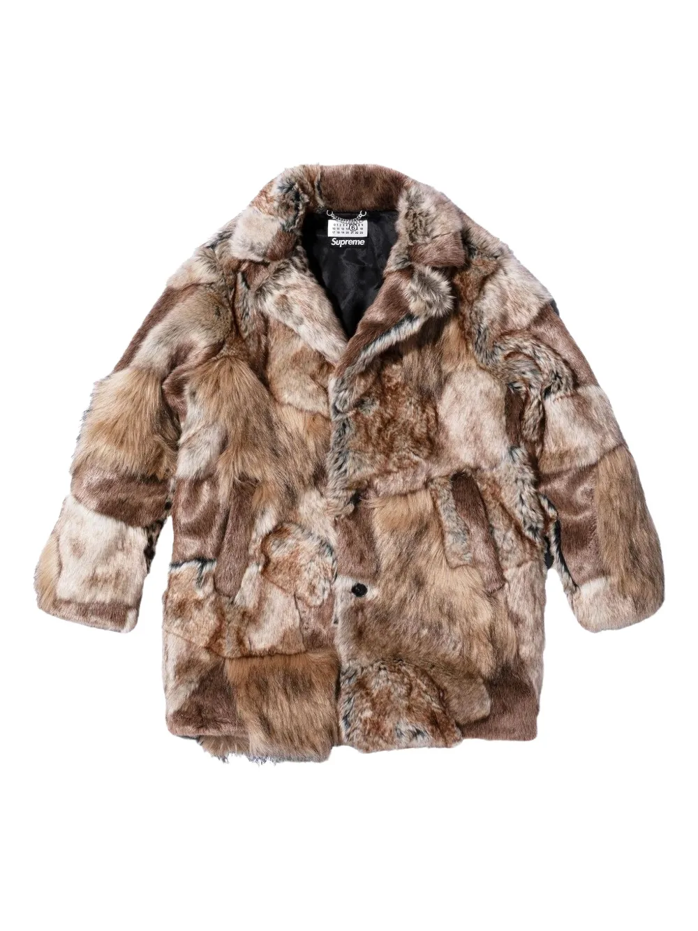 Supreme x MM6 Maison Margiela パッチワーク エコファーコート - ブラウン Supreme x MM6 Maison Margiela パッチワーク エコファーコート - ブラウン