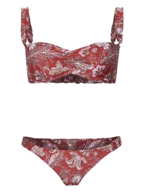 Triya Conjunto de biquíni floral com babados