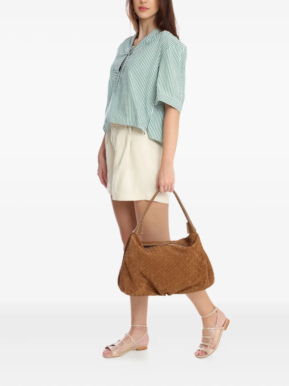 Sarah Chofakian woven bolsa wool shoulder bag - Bruin