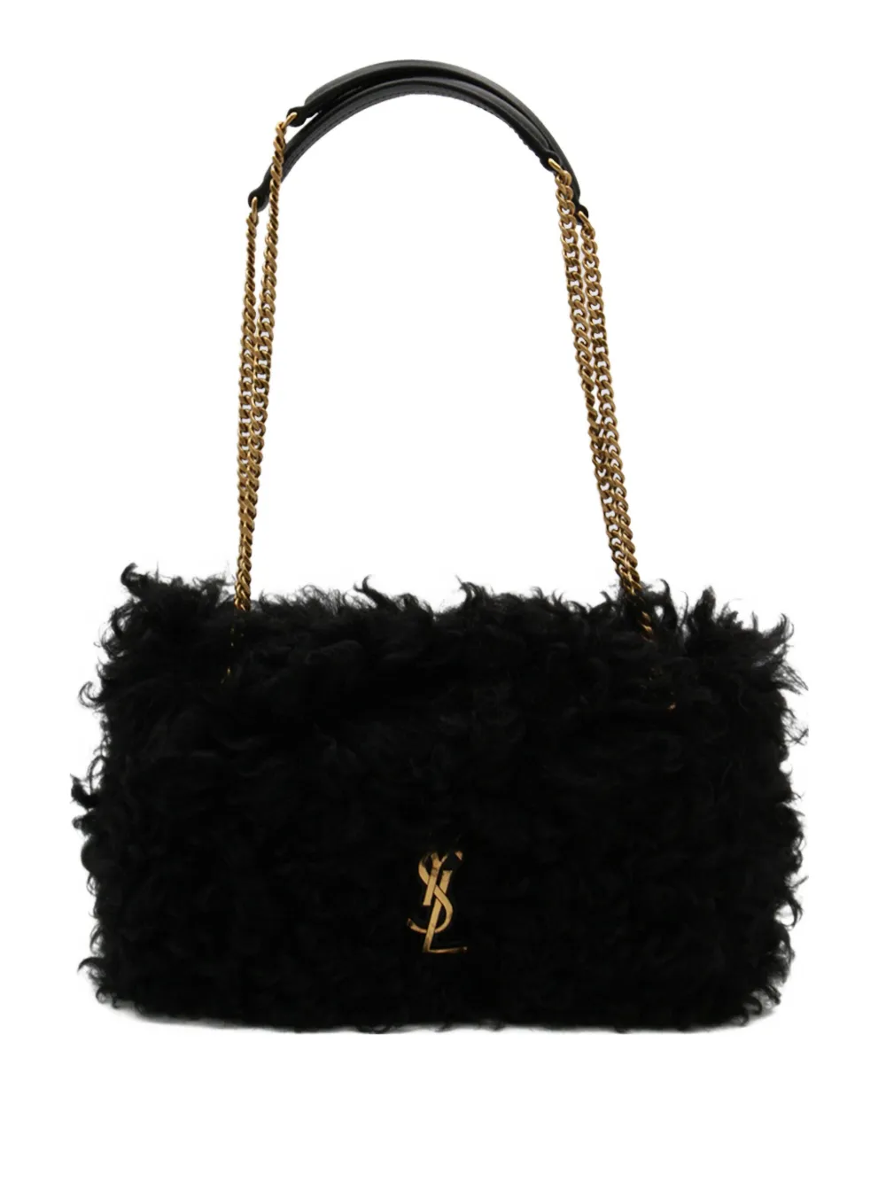 Saint Laurent Schultertasche mit Shearling - Schwarz
