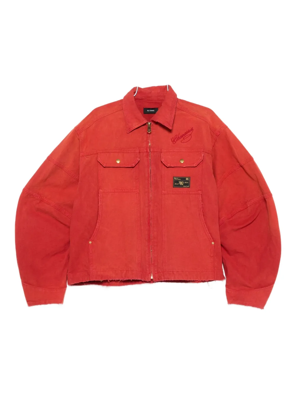 Willy Chavarria Logo-patch Bomber Jacket In Red