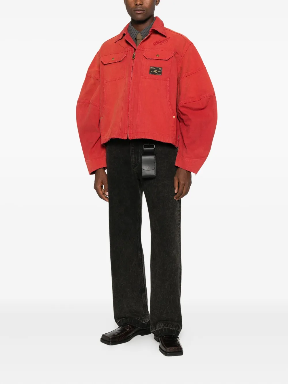 Willy Chavarria Logo-patch Bomber Jacket In Red