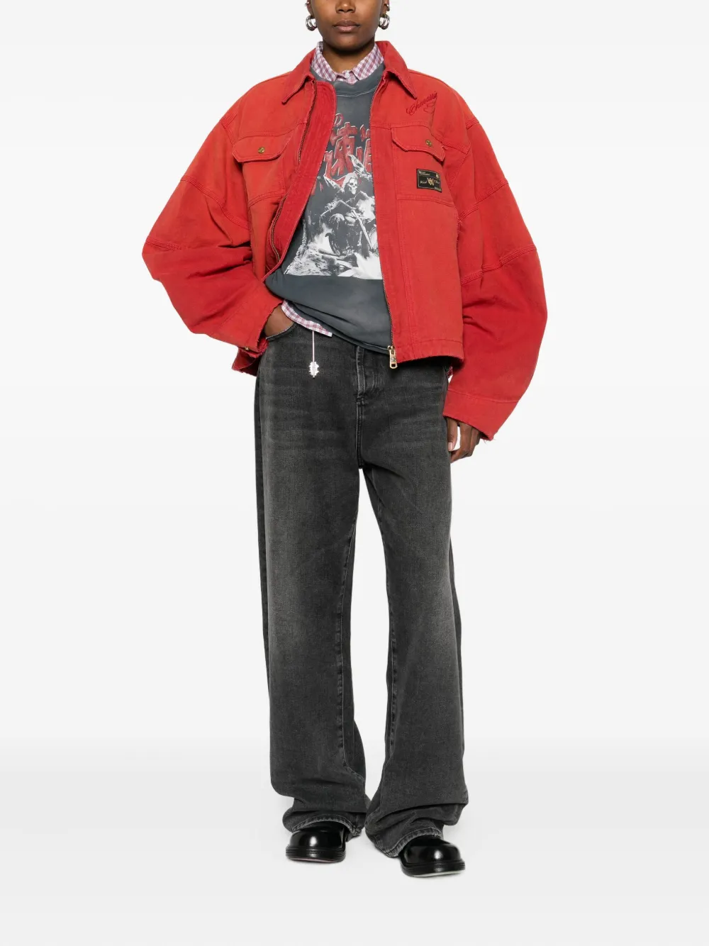 Willy Chavarria Logo-patch Bomber Jacket In Red