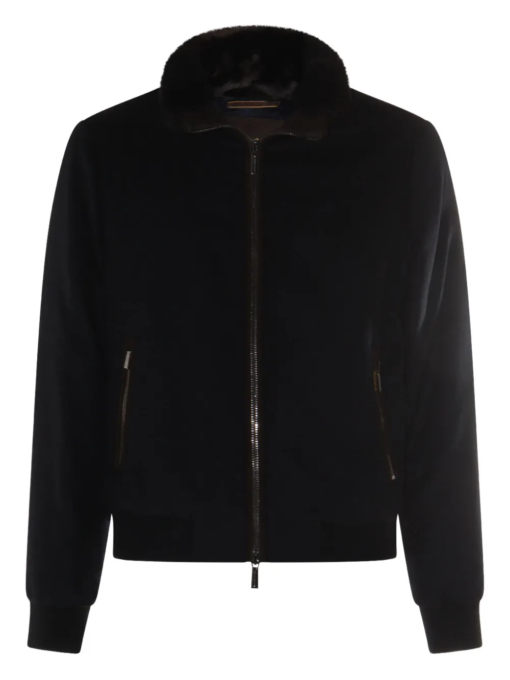 Moorer fur-trimmed zip-front jacket - Blu