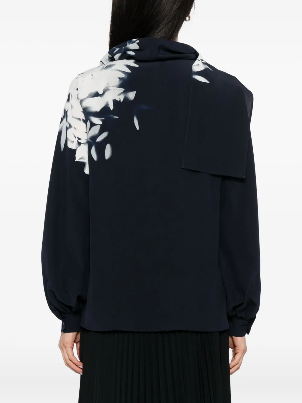 Akris Wildflower-print Silk Shirt In Black