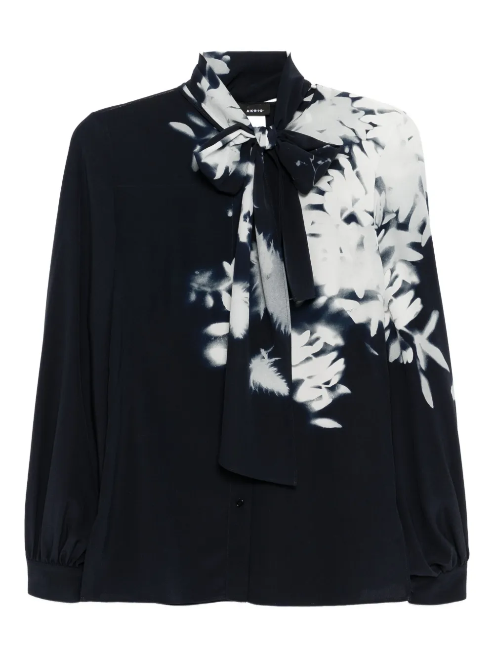 Akris Wildflower-print Silk Shirt In Black