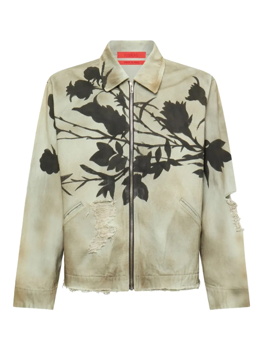 KUSIKOHC distressed denim jacket | Brown | Image 1