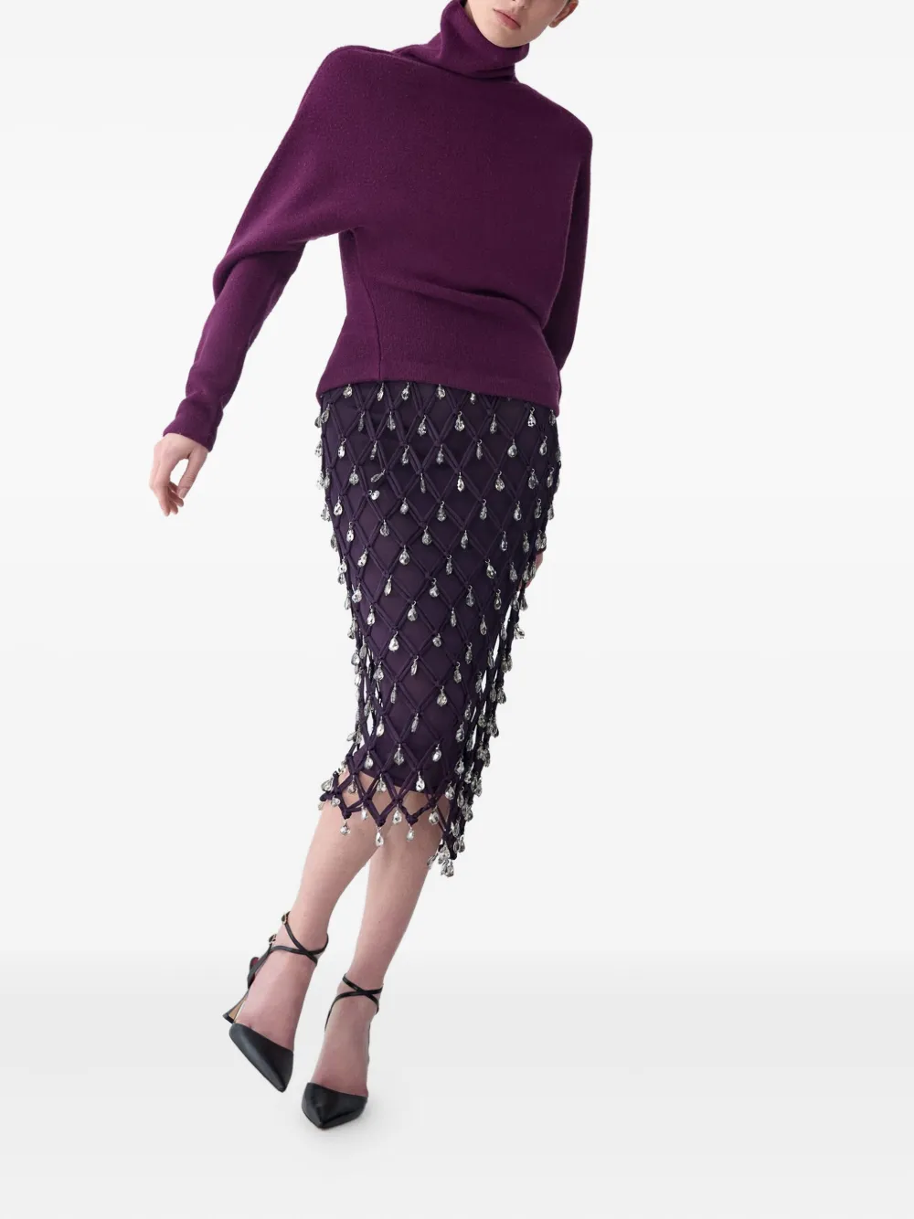 Carolina Herrera Asymmetric Turtleneck Sweater In Purple