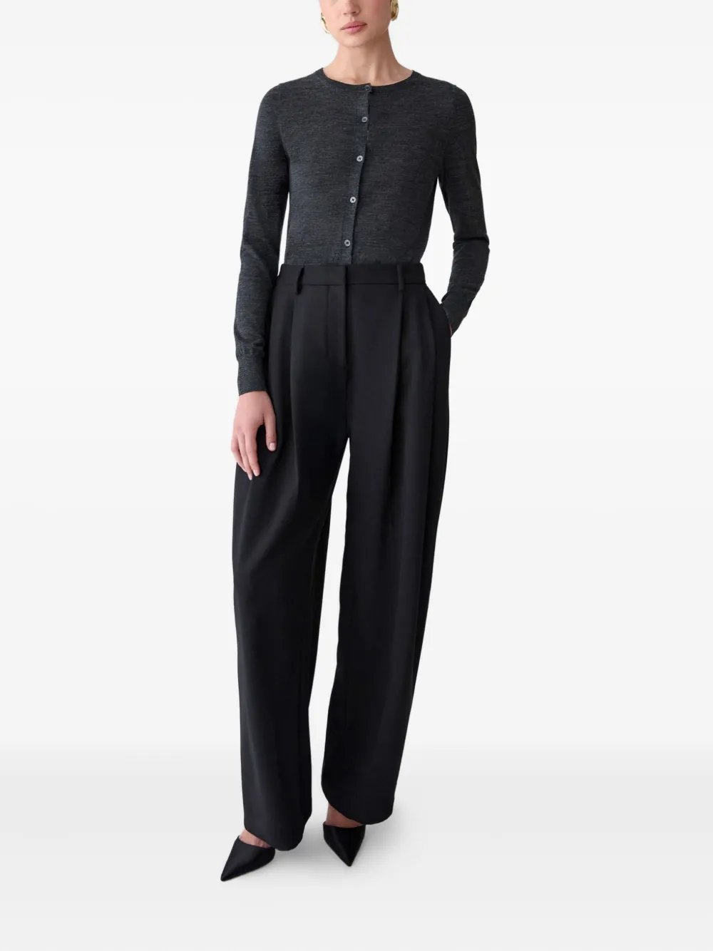 Carolina Herrera Mélange-effect Cardigan In Gray