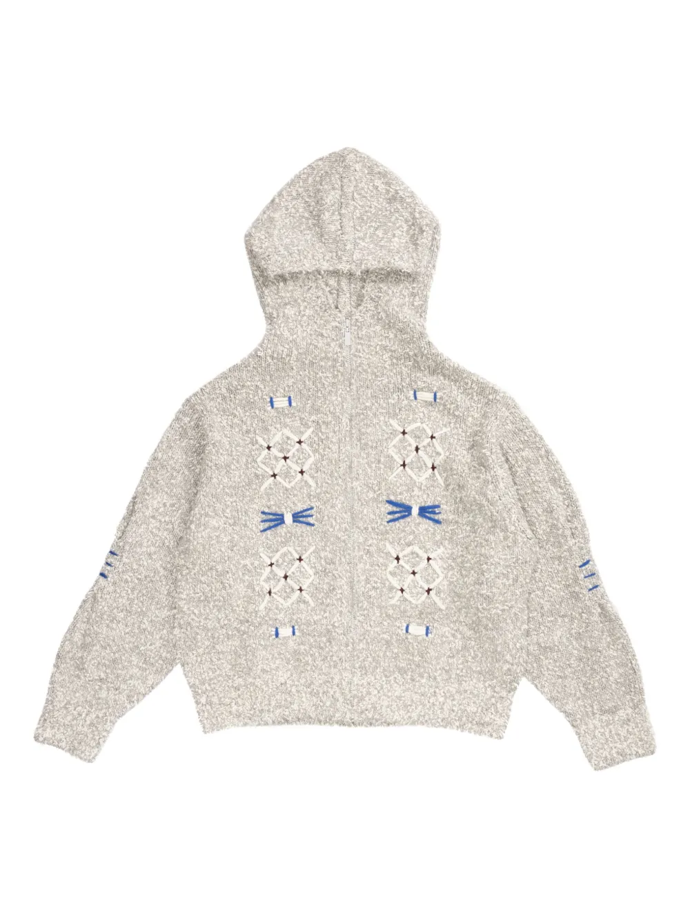 Ader Error Hooded Embroidered Cardigan In Neutral