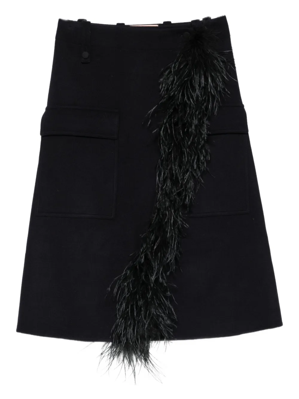 Plan C feather-detailing midi skirt | Black | Image 1