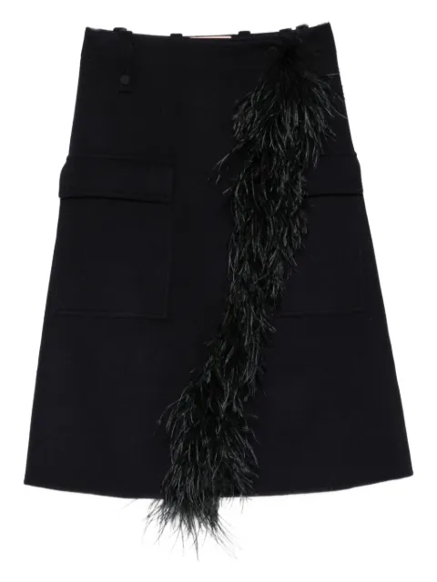 Plan C feather-detailing midi skirt