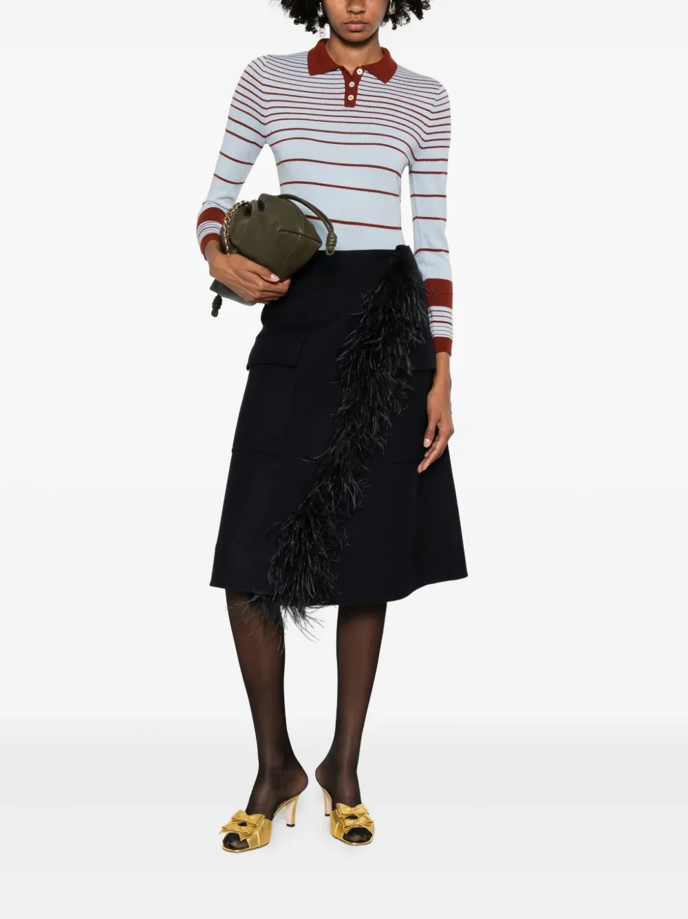 Plan C feather-detailing midi skirt | A-Line Skirts | Image 2