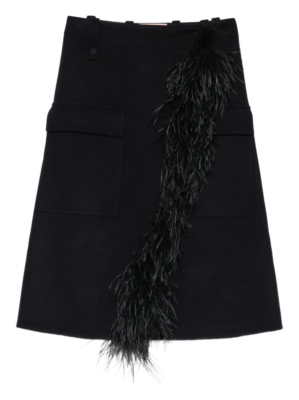 Plan C feather-detailing midi skirt | Black | Image 1