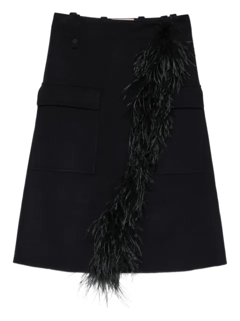 Plan C falda midi con detalle de plumas