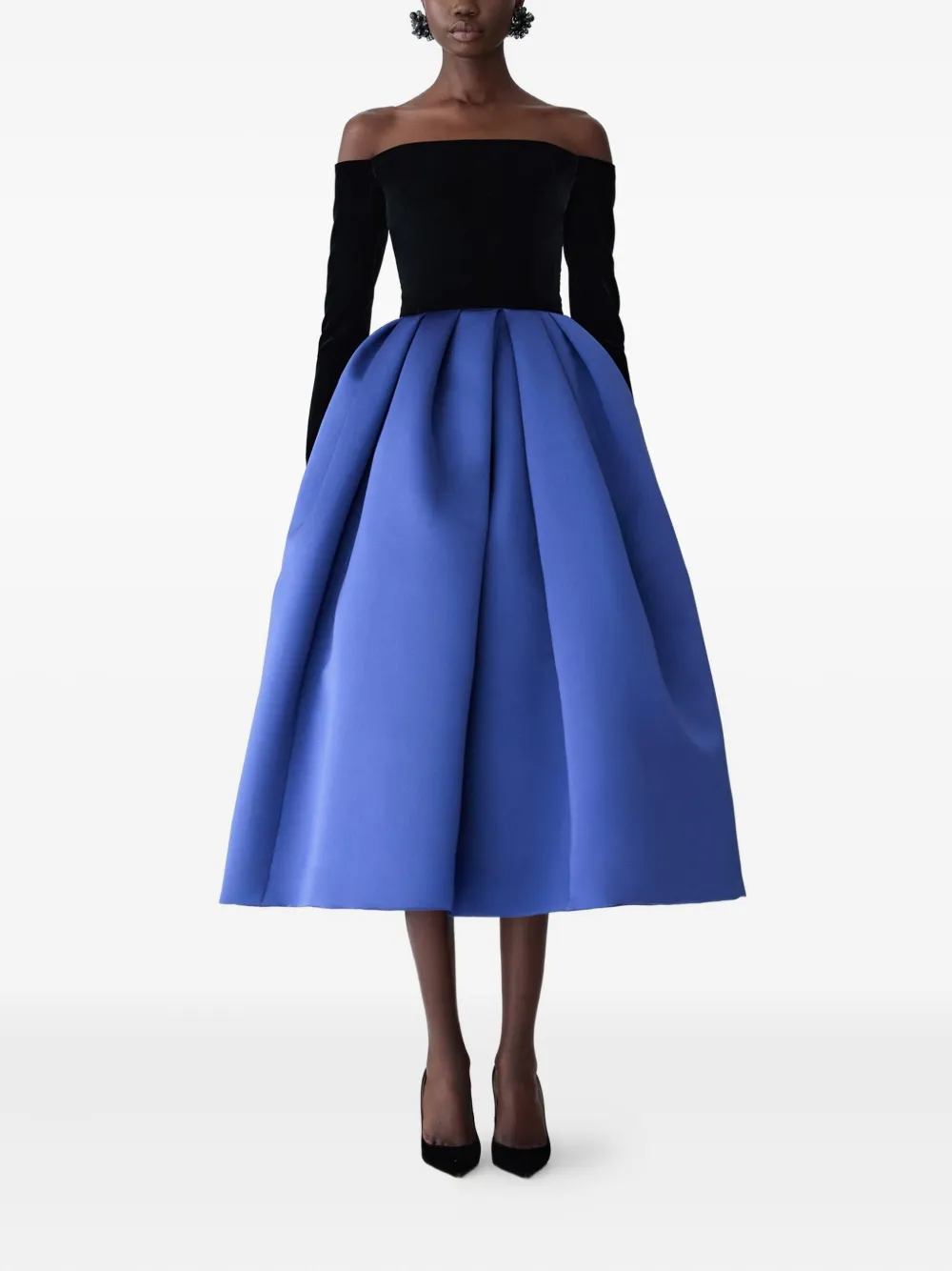 Carolina Herrera off-shoulder midi dress - Blauw