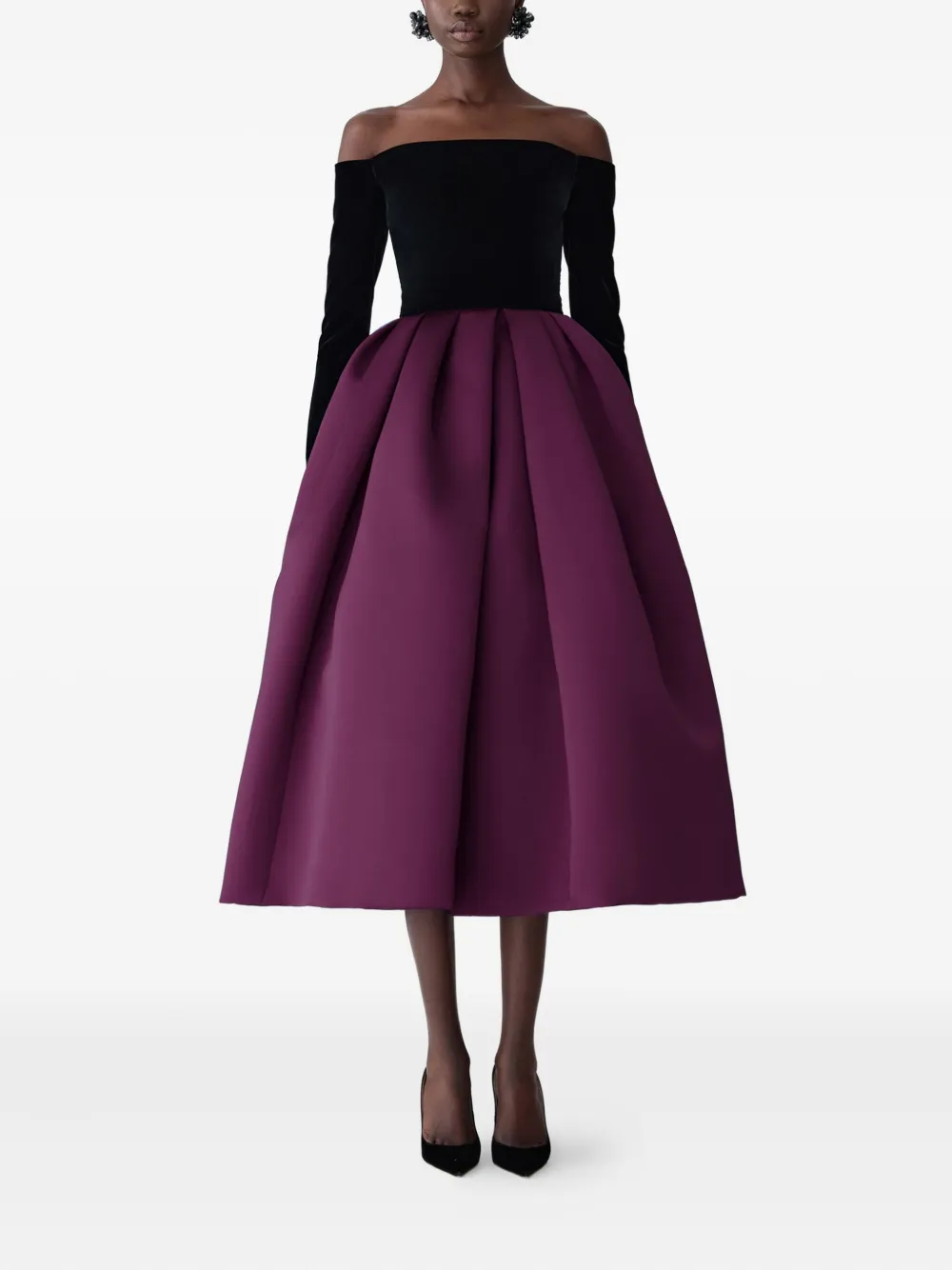 Carolina Herrera off-shoulder midi dress - Paars