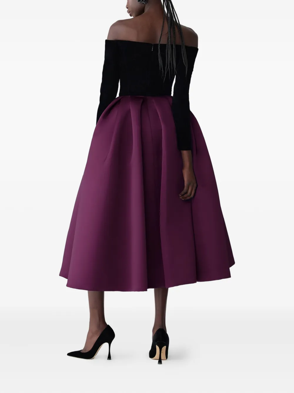 Carolina Herrera Off-shoulder midi-jurk Paars