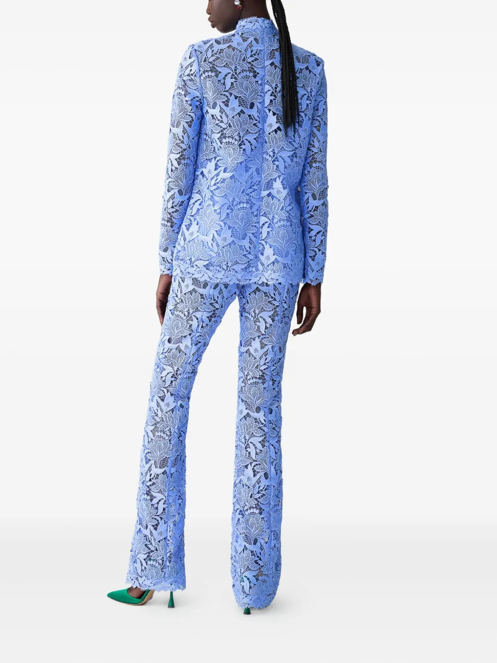 Carolina Herrera Floral-lace Trousers In Blue