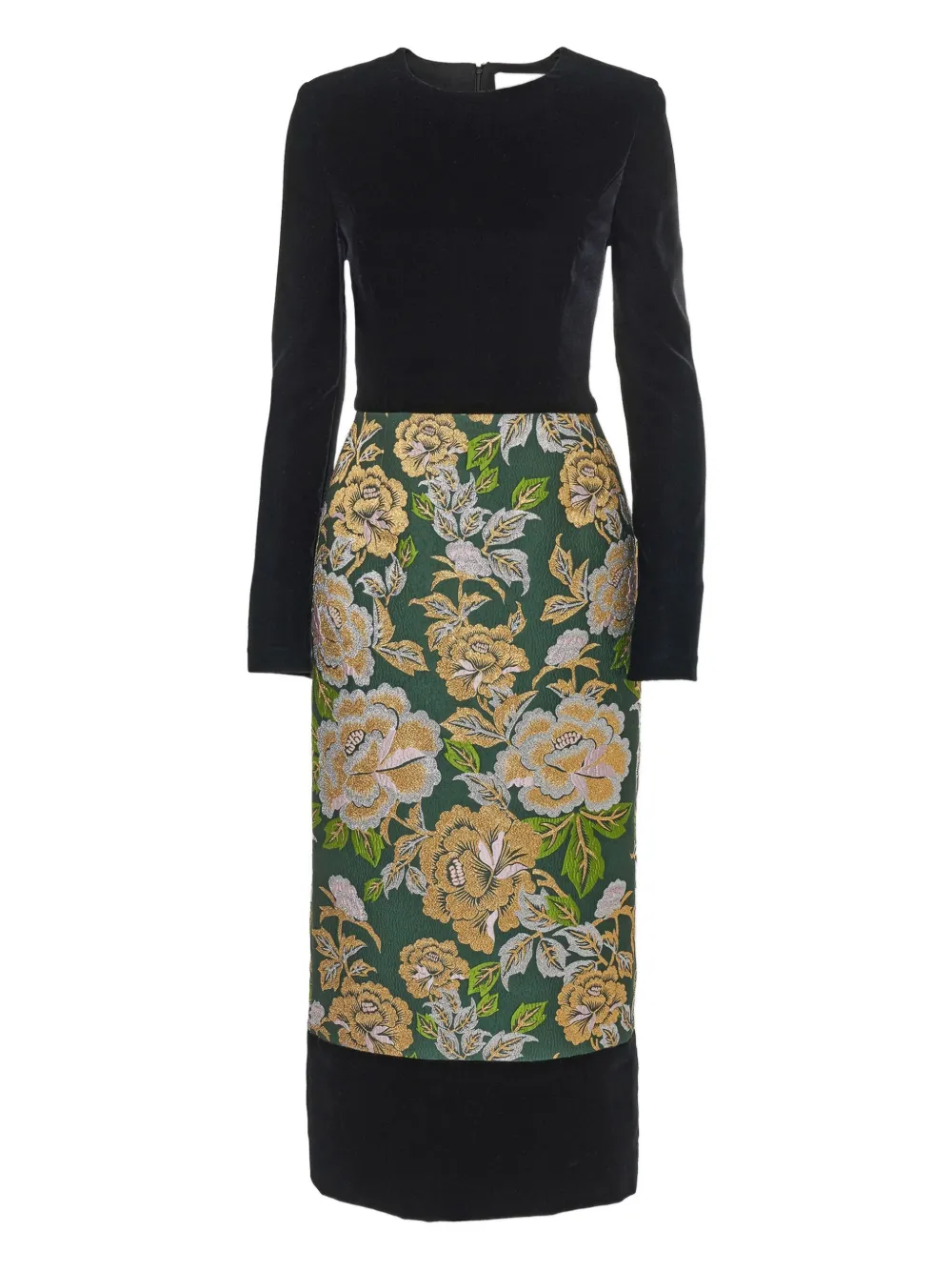 Carolina Herrera Floral Jacquard Crewneck Midi Dress In Multi