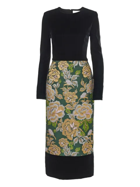 Carolina Herrera floral-jacquard panelled midi dress
